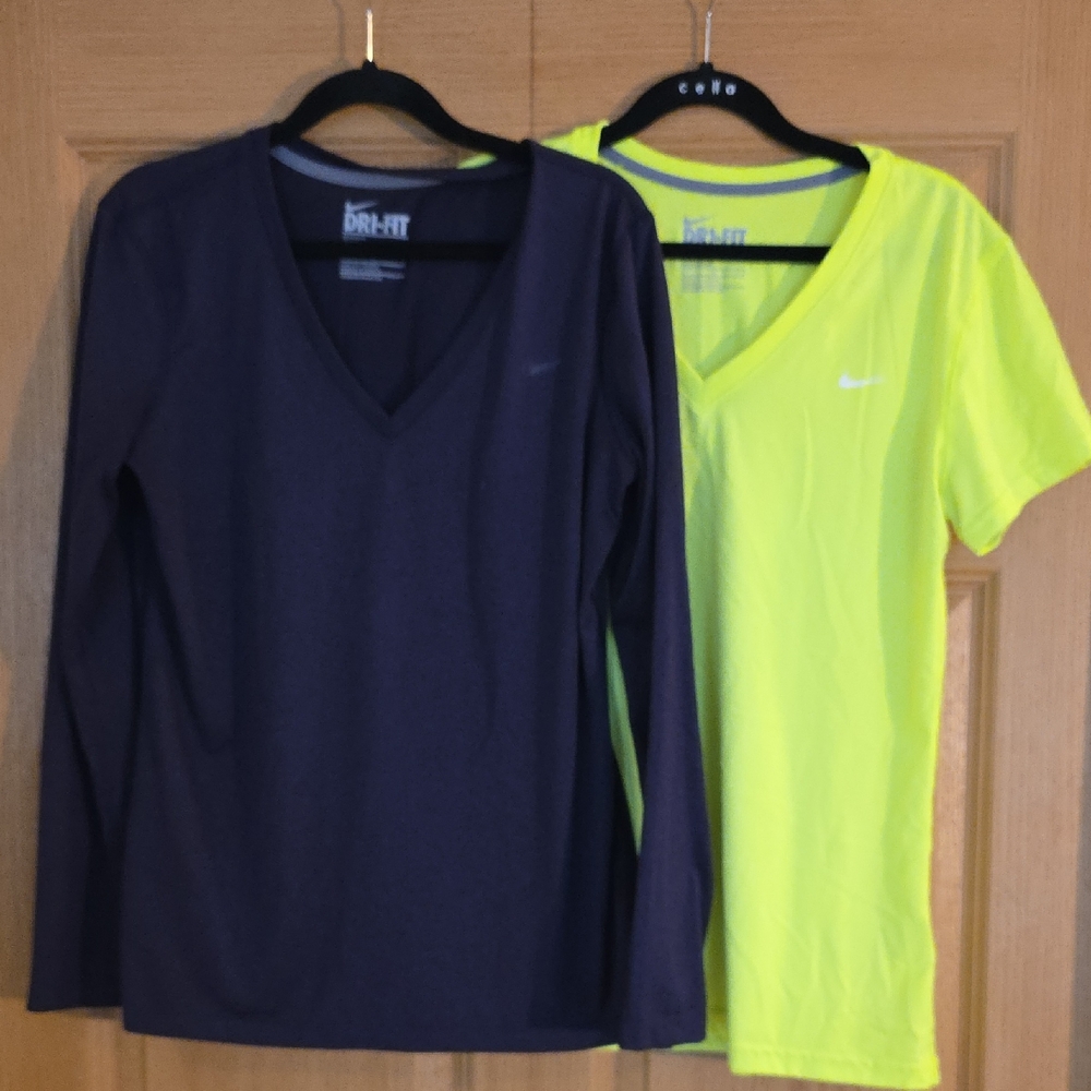 Nike Purple (M) and Neon Yellow (L)‎ Dri-FIT Shirts